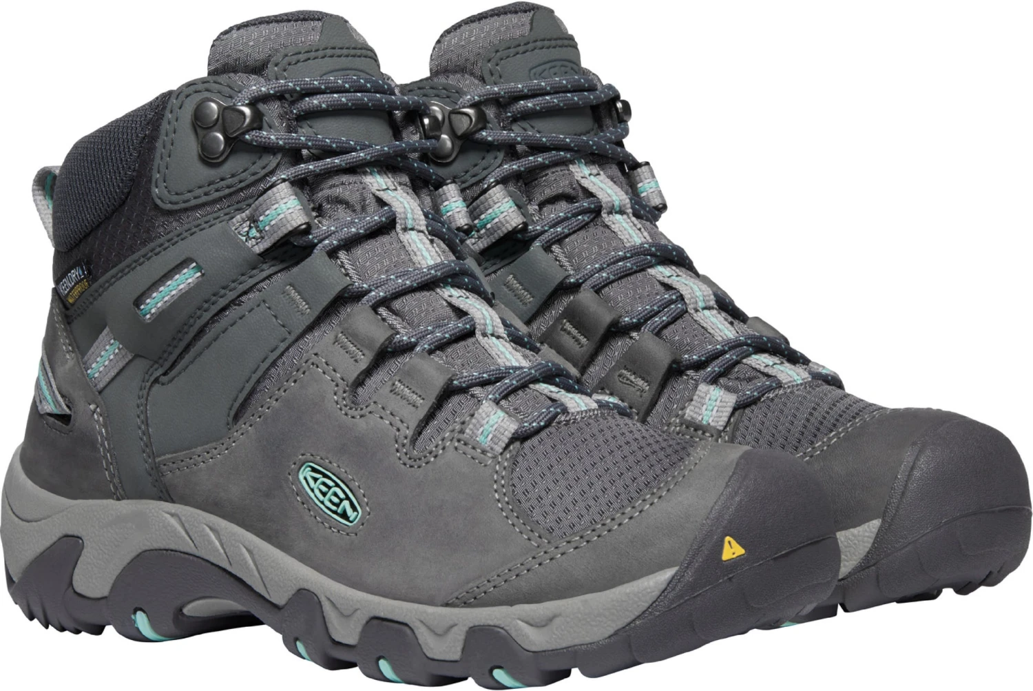 'Keen Outdoor' Women's Steens WP Leather Mid Hiker - Steel Grey / Ocean Wave - Image 4