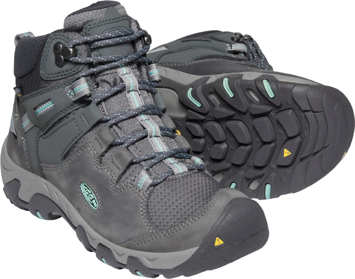 'Keen Outdoor' Women's Steens WP Leather Mid Hiker - Steel Grey / Ocean Wave - Image 6