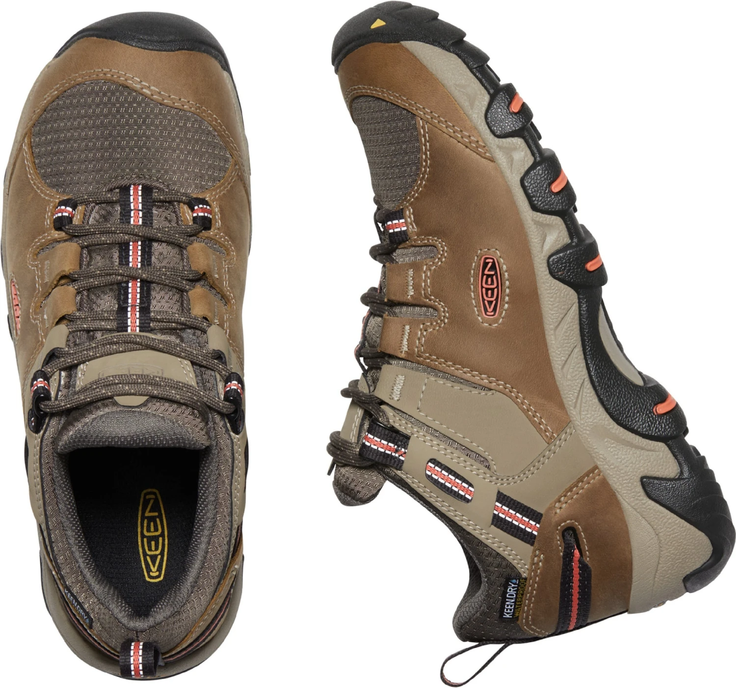 'Keen Outdoor' Women's Steens WP Leather Low Hiker - Timberwolf / Coral - Image 5