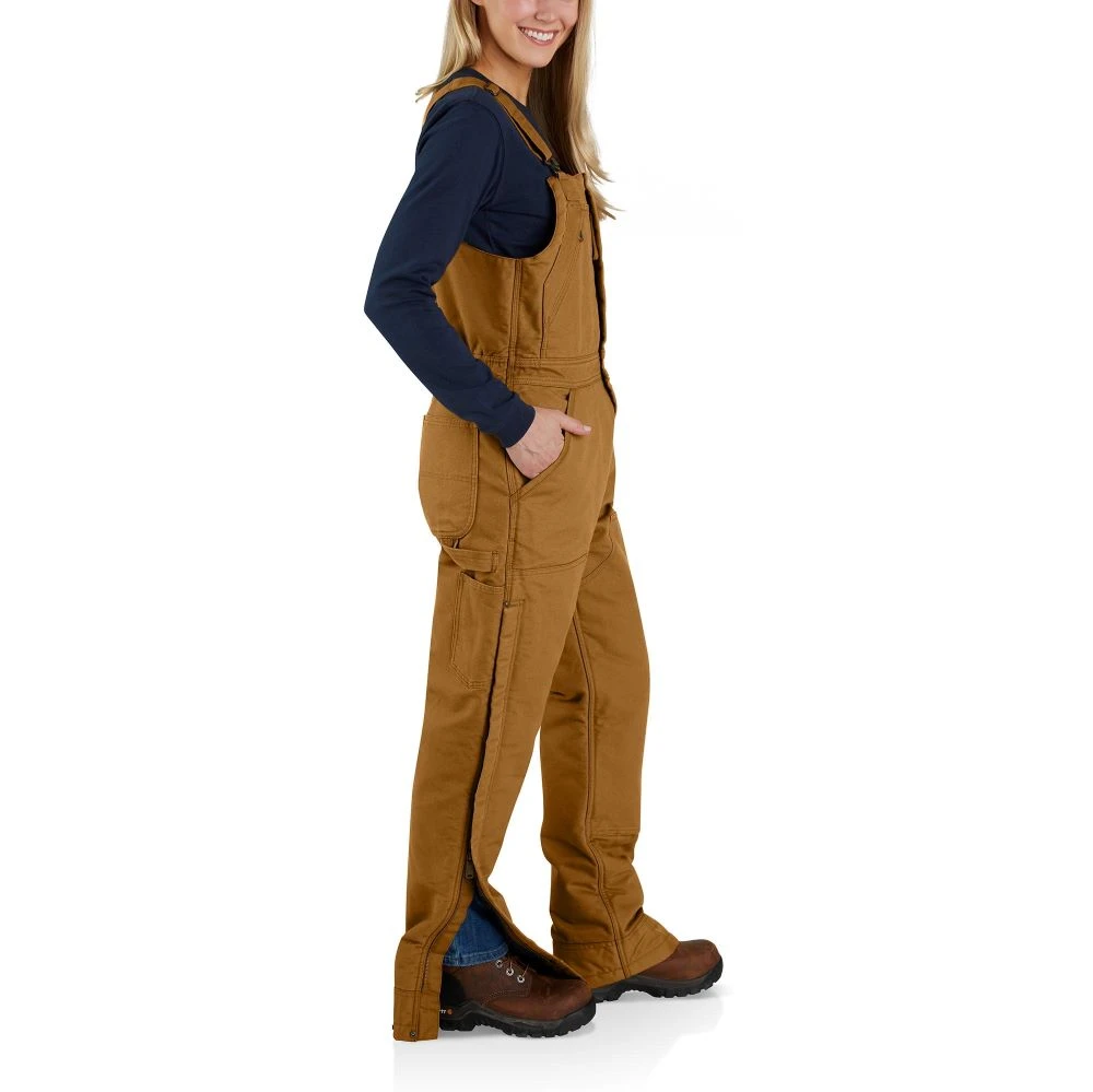 'Carhartt' Women's Loose Fit Duck Insulated Biberall - Carhartt Brown - Image 2
