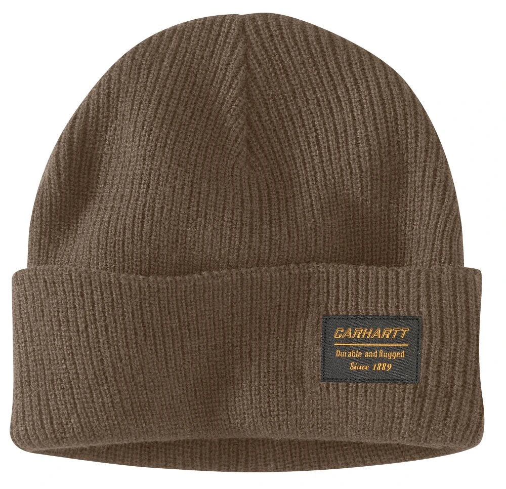 'Carhartt' Men's Knit Rugged Patch Beanie - Coffee