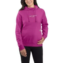 'Carhartt' Women's Force® Lightweight Graphic Hoodie - Magenta Agate