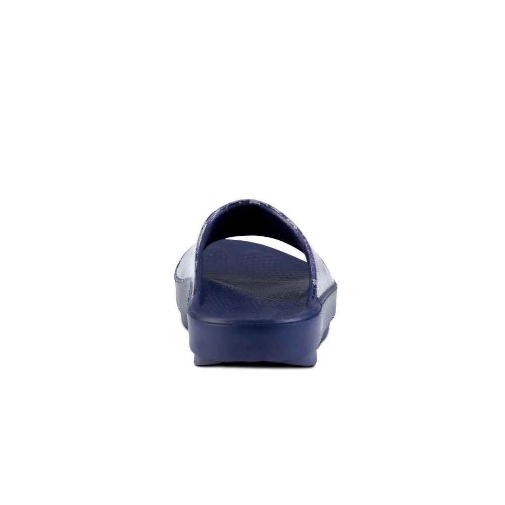 'OOFOS' Women's OOahh Slide Limited Edition - Navy / Silver / Silver Snake - Image 5