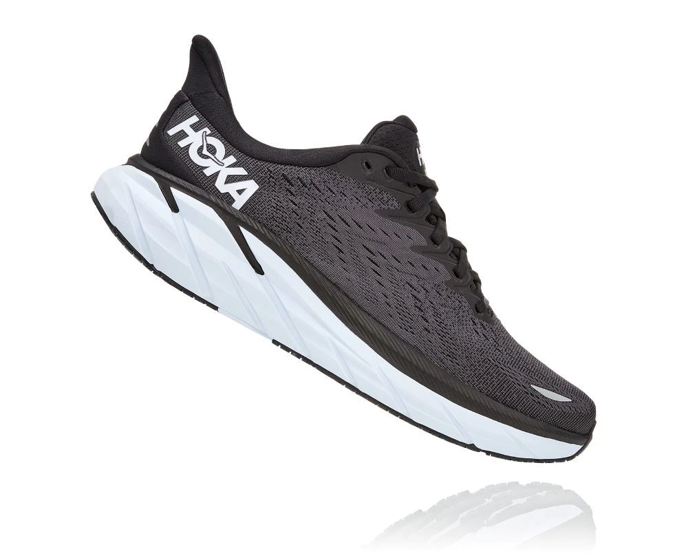 'HOKA' Men's Clifton 8 - Black / White (Wide) - Image 4