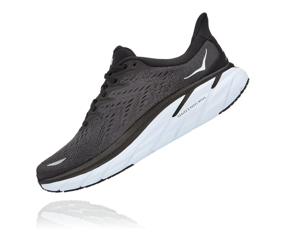 'HOKA' Men's Clifton 8 - Black / White (Wide) - Image 5