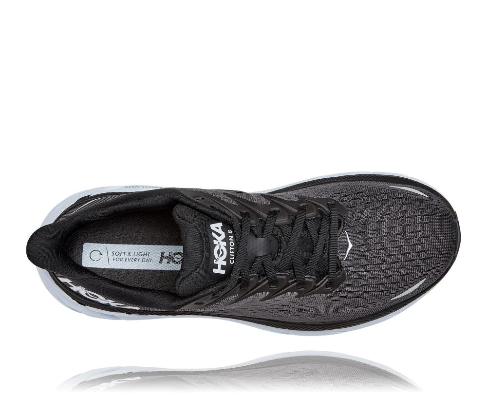 'HOKA' Men's Clifton 8 - Black / White (Wide) - Image 2