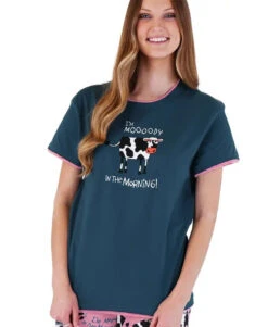 'Lazy One' Women's Moody In The Morning PJ Tee - Teal