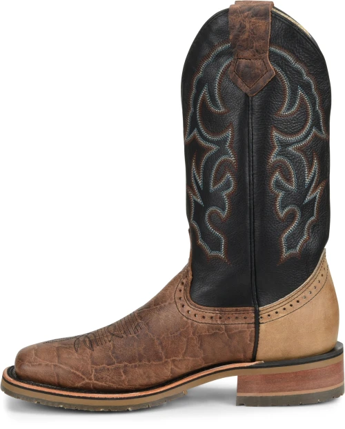 'Double H' Men's 12" Grissom SR Square Toe I.C.E. ™ Roper - Kenia Cognac / Summer Tan / Black - Image 7