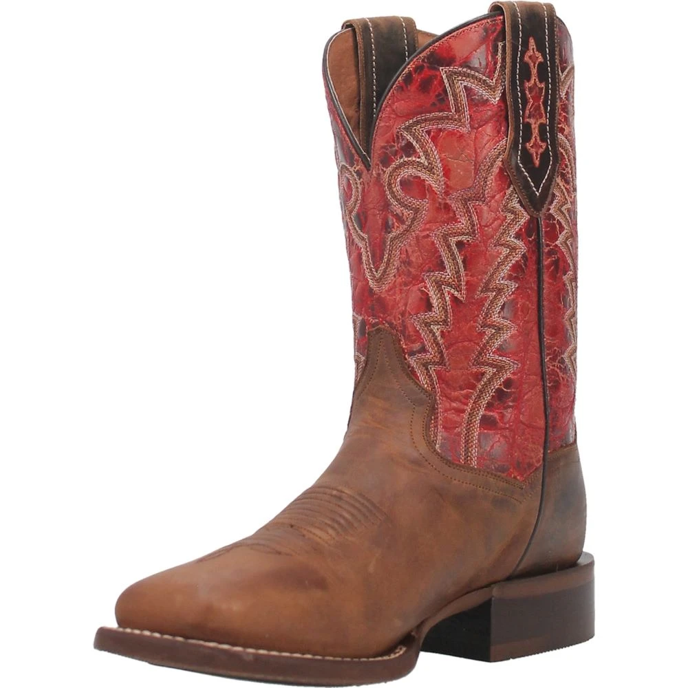 'Dan Post' Men's 11" Killeen Western Square Toe - Tan / Red - Image 7