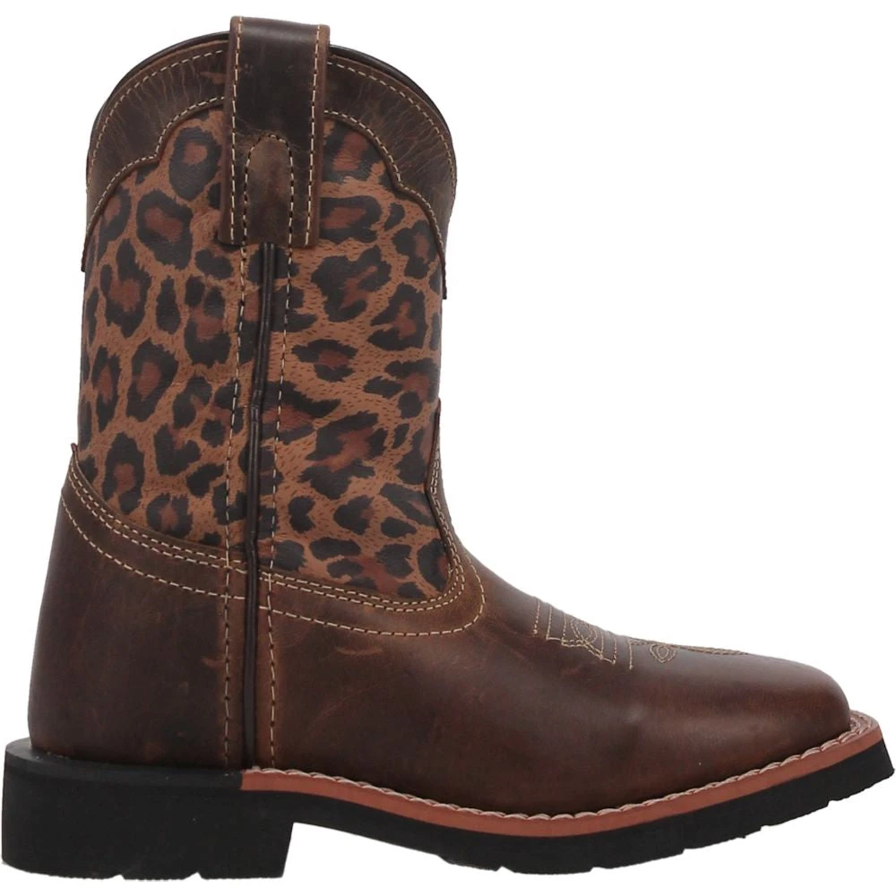 'Dan Post' Youth 9" Makucha Leopard Western Square Toe - Tan / Multi (Sizes 12C-3Y)