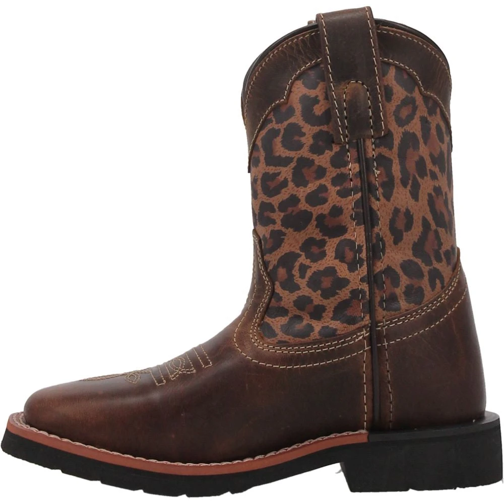'Dan Post' Youth 9" Makucha Leopard Western Square Toe - Tan / Multi (Sizes 12C-3Y) - Image 7
