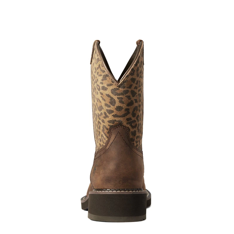 'Ariat' Women's Fatbaby Heritage - Distressed Brown / Leopard - Image 5