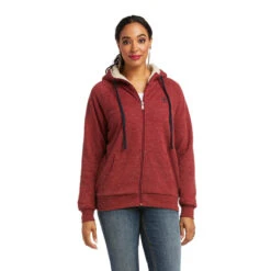 'Ariat' Women's Sherpa Full Zip Hoodie - Rhubarb