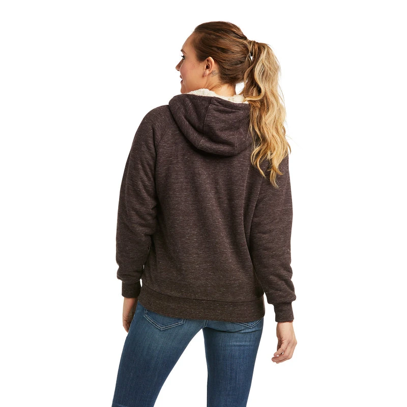 'Ariat' Women's R.E.A.L. Sherpa Full Zip Hoodie - Chocovine - Image 2
