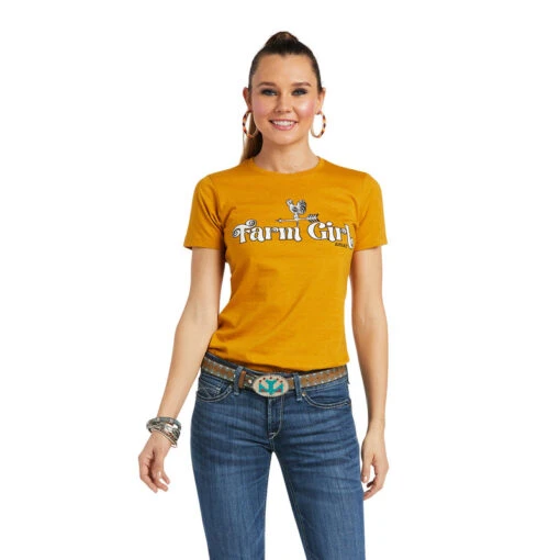 'Ariat' Women's Farm Girl Short Sleeve Tee - Buckhorn Heather