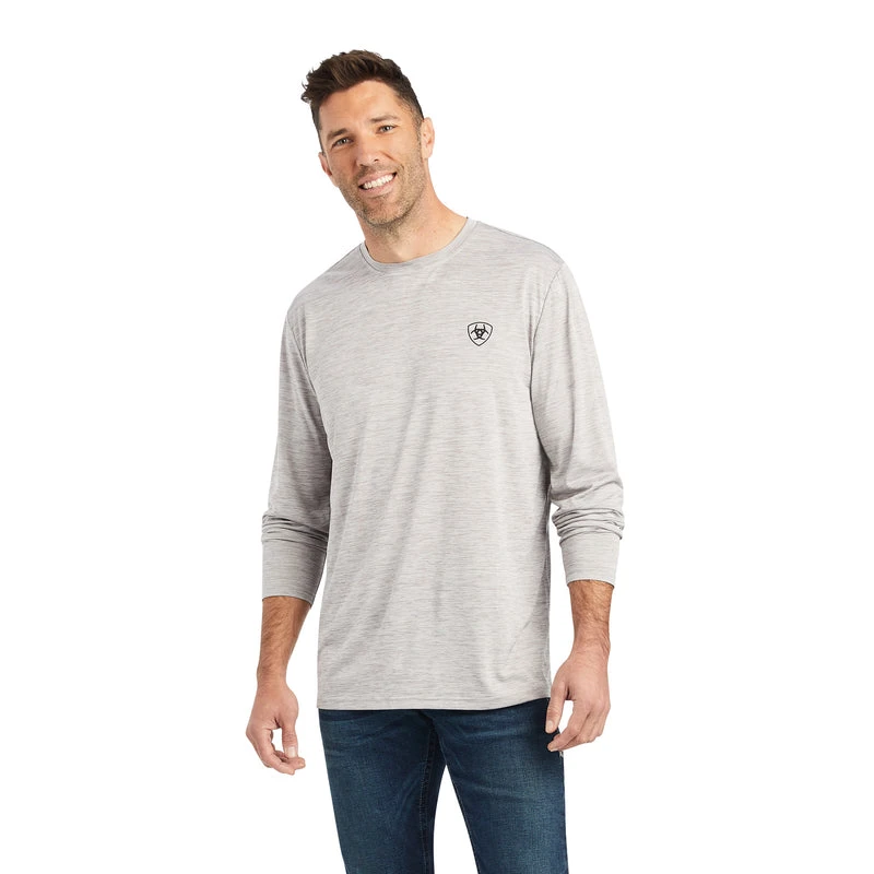 'Ariat' Men's Charger Camo Shield T-Shirt - Light Grey Heather - Image 2