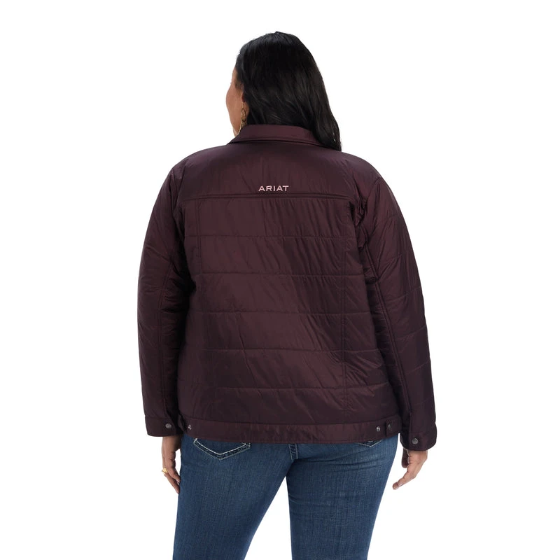 'Ariat' Women's Puffer Trucker Insulated Jacket - Mulberry Wine - Image 6