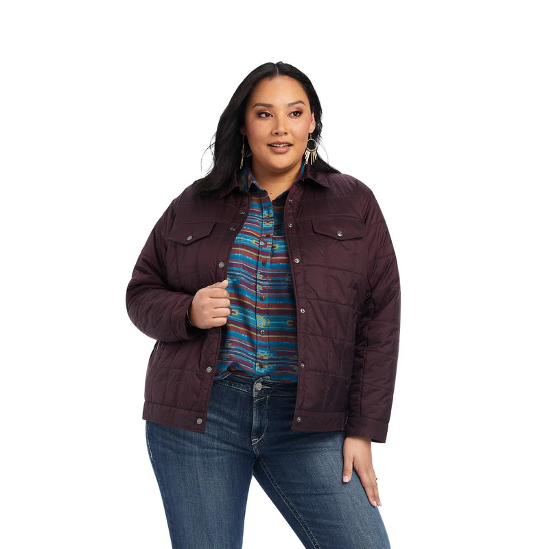 'Ariat' Women's Puffer Trucker Insulated Jacket - Mulberry Wine - Image 2