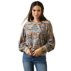 'Ariat' Women's Rainbow Vista Sweatshirt - Brazil Nut Heather