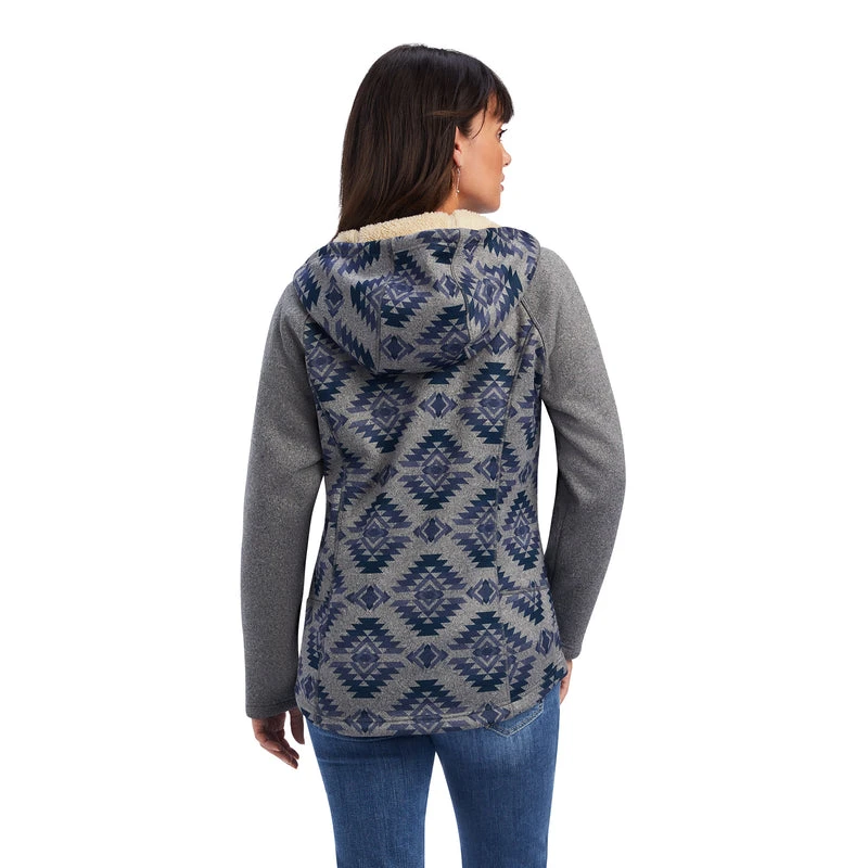 'Ariat' Women's R.E.A.L. McCall Full Zip Sweater - Heather Grey - Image 3
