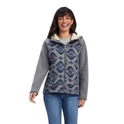 'Ariat' Women's R.E.A.L. McCall Full Zip Sweater - Heather Grey