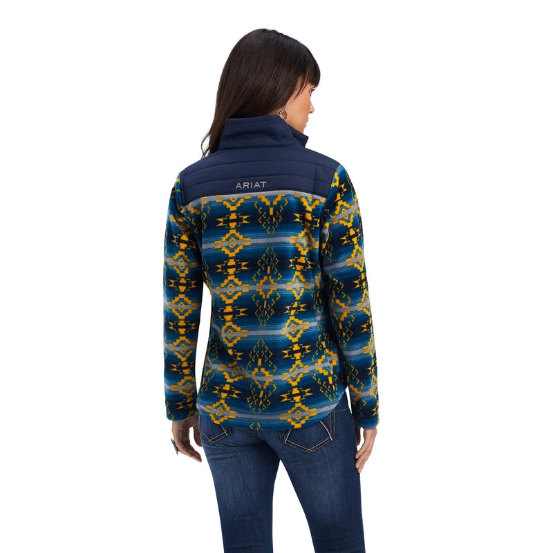 'Ariat' Women's Prescott Insulated Fleece Jacket - Navy Sonoran Print - Image 3