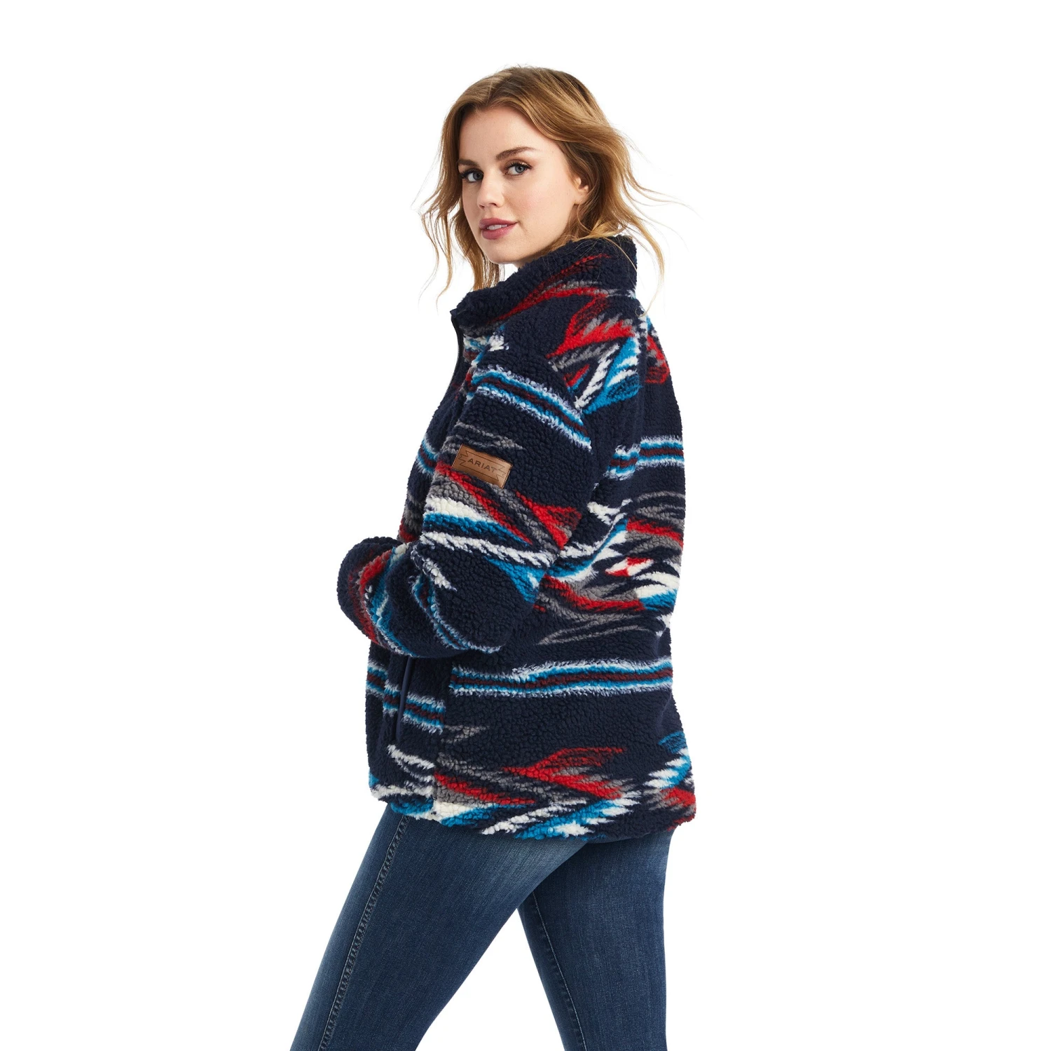 'Ariat' Women's Fleece Chimayo Jacket - Chimayo Jacquard Sherpa - Image 3