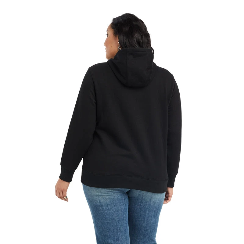 'Ariat' Women's R.E.A.L. Sequin Logo Hoodie - Black - Image 5
