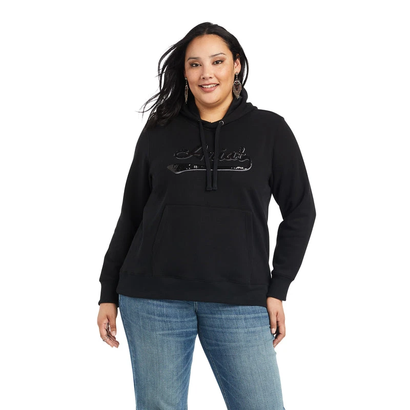'Ariat' Women's R.E.A.L. Sequin Logo Hoodie - Black