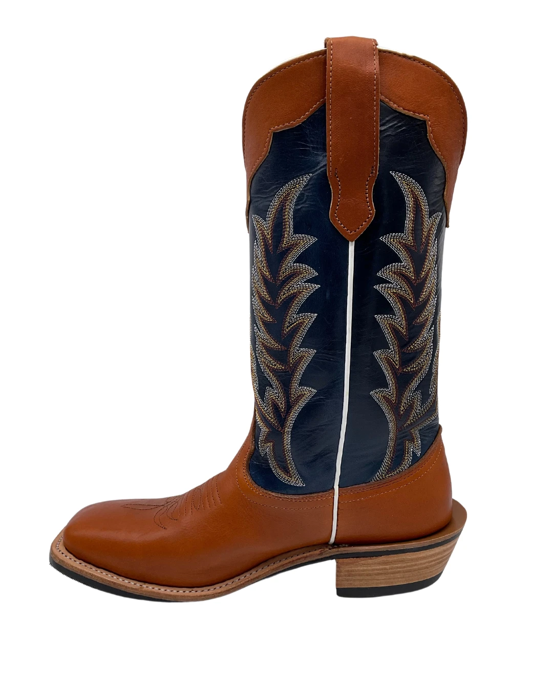 'Fenoglio Boots' Men's 13" Boomer Western Square Toe - Russet / Blue - Image 6