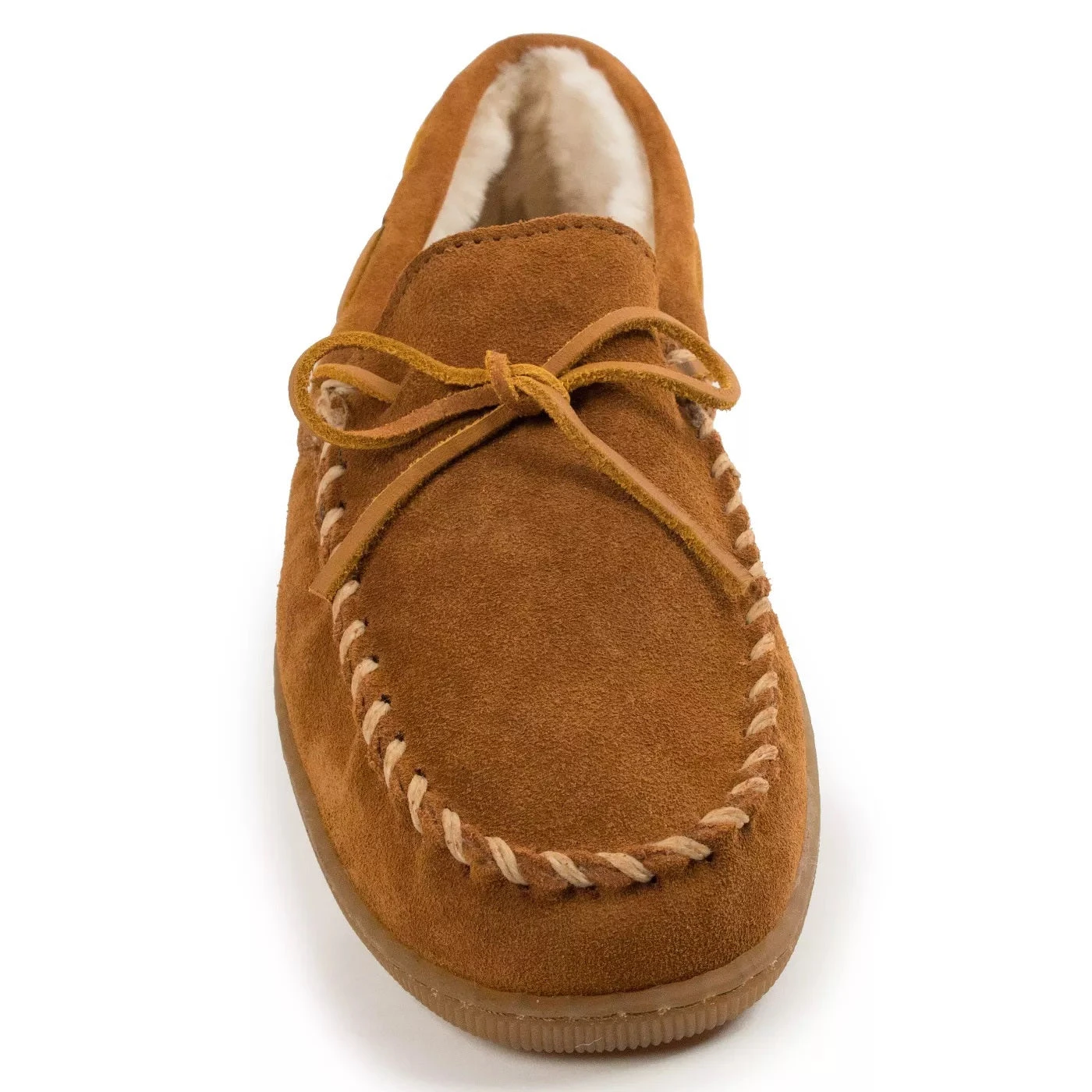'Minnetonka' Men's Pile Lined Hardsole Moc Slipper - Tan (Wide) - Image 2