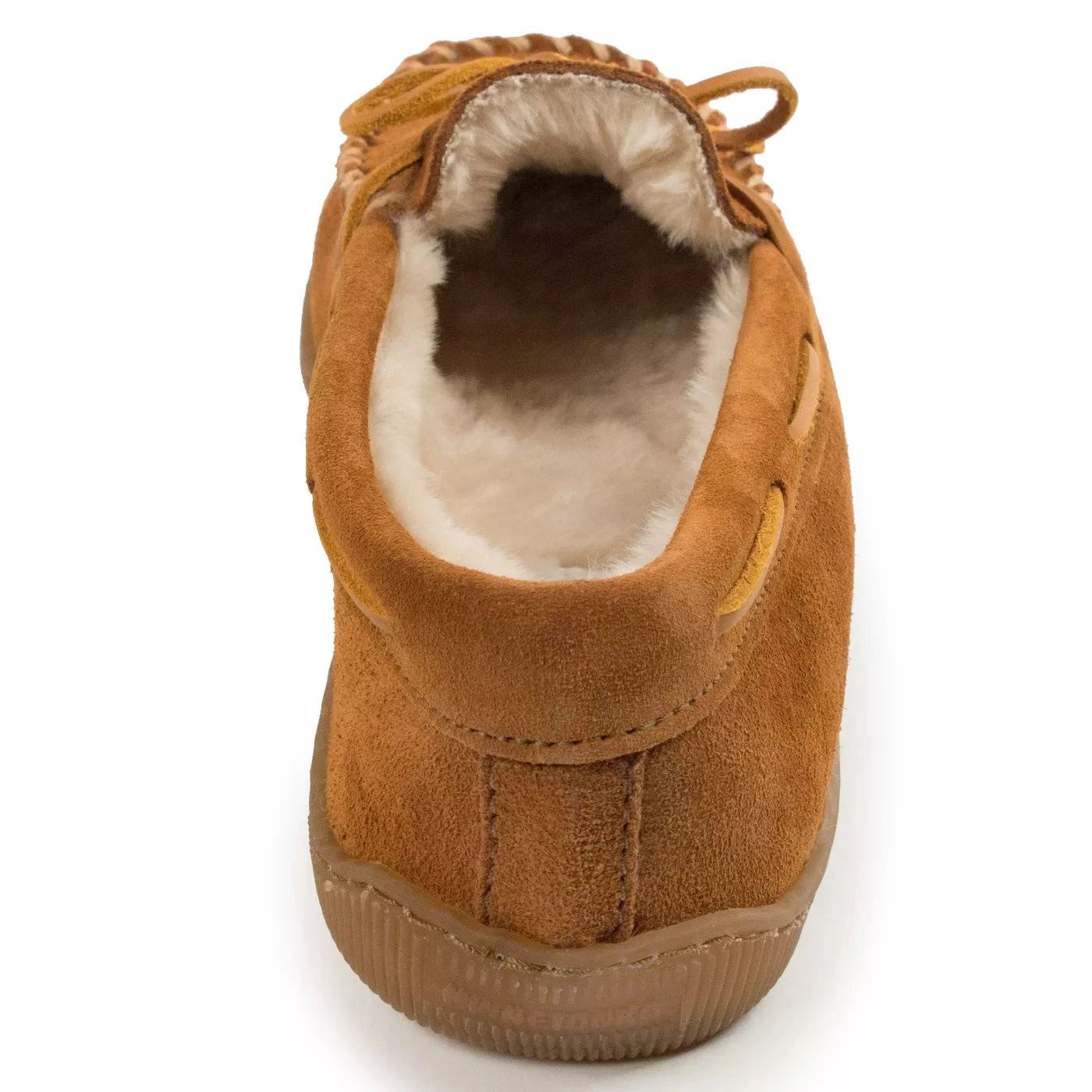 'Minnetonka' Men's Pile Lined Hardsole Moc Slipper - Tan (Wide) - Image 5