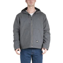 'Berne' Men's Heathered Modern Hooded Jacket - Titanium