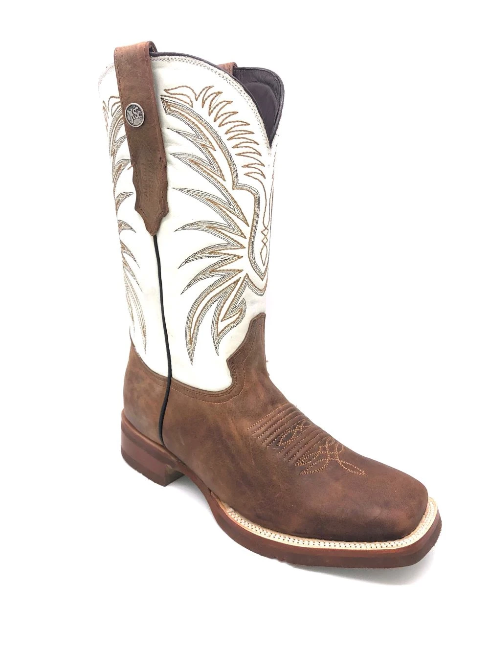 'Tanner Mark' Men's 13" Western Square Toe - Brown / Bone - Image 5