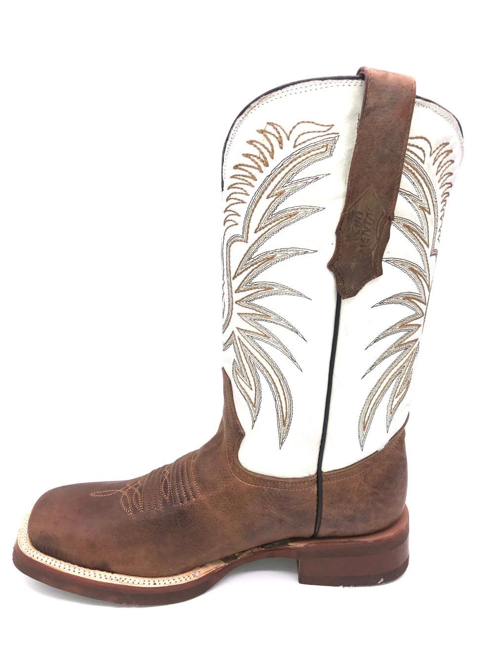 'Tanner Mark' Men's 13" Western Square Toe - Brown / Bone - Image 6
