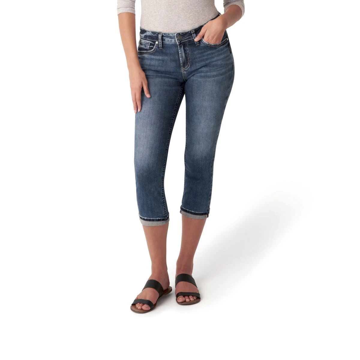 'Silver' Women's Elyse Capri Jeans - Indigo - Image 3