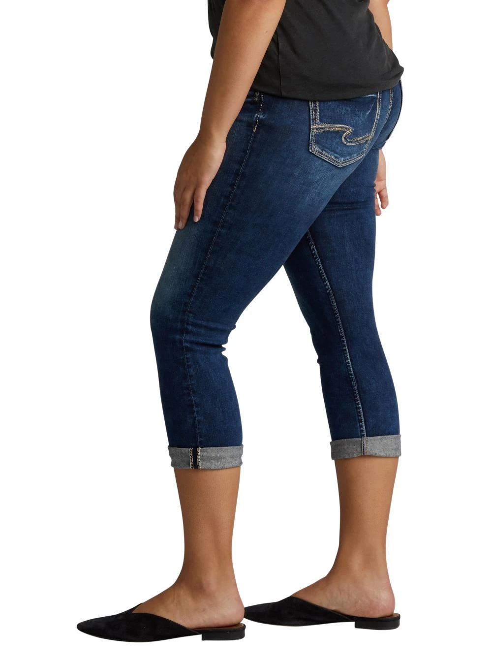 'Silver Jeans' Women's Suki Mid Rise Curvy Capri - Dark Indigo - Image 3