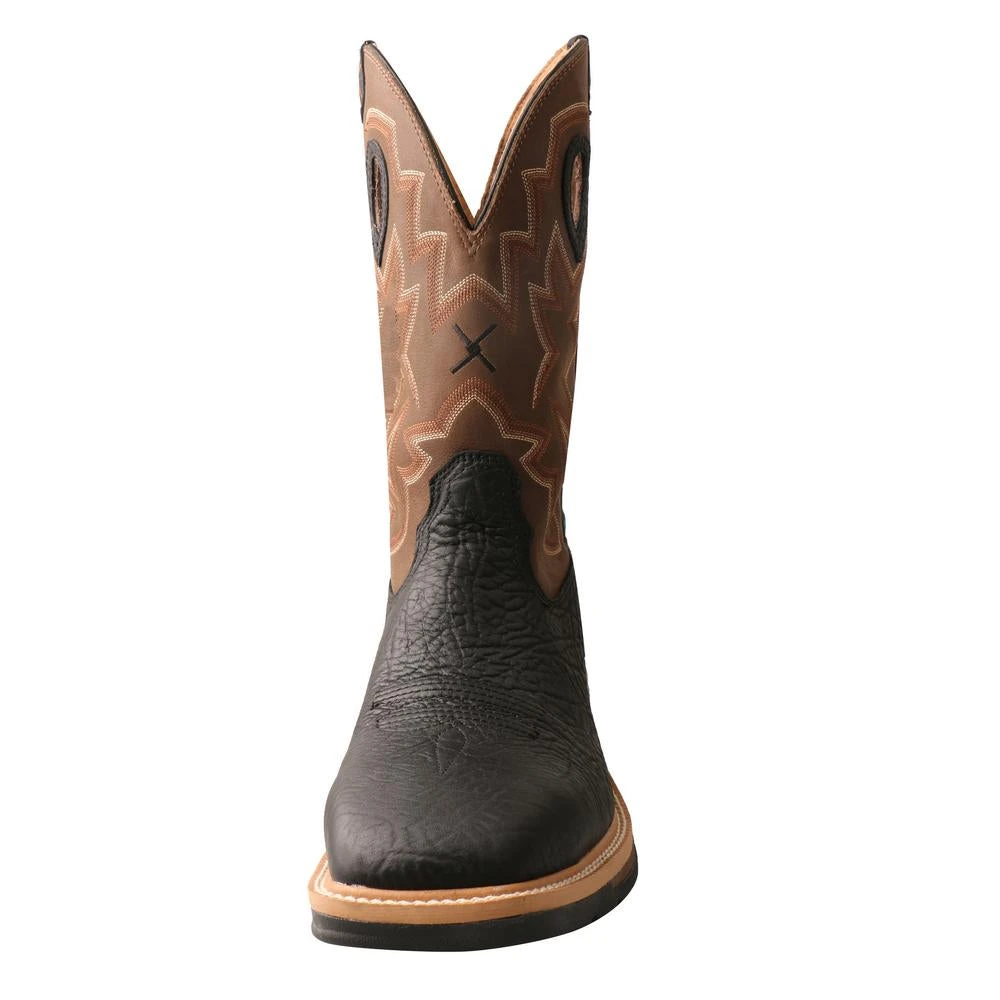 'Twisted X' Men's 12" Lite Western Work EH WP Steel Toe - Black / Brown - Image 4