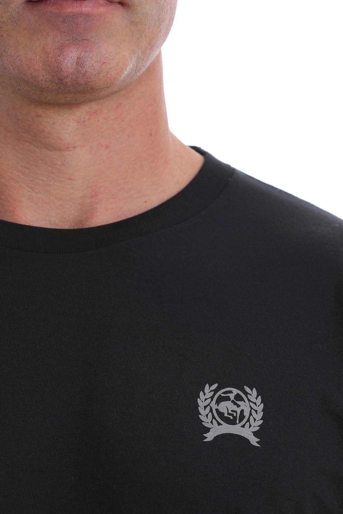 'Cinch' Men's Classic Crew Neck Logo Tee - Black - Image 4