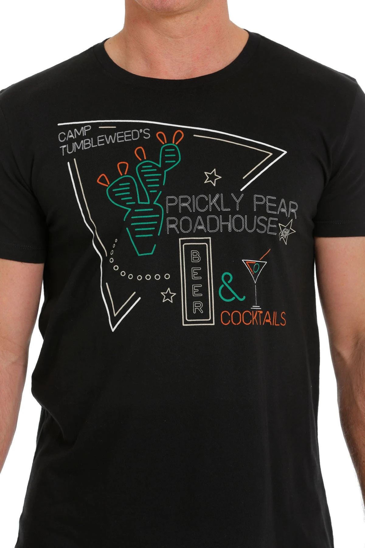 'Cinch' Men's Prickly Pear Crew T-Shirt - Black - Image 2