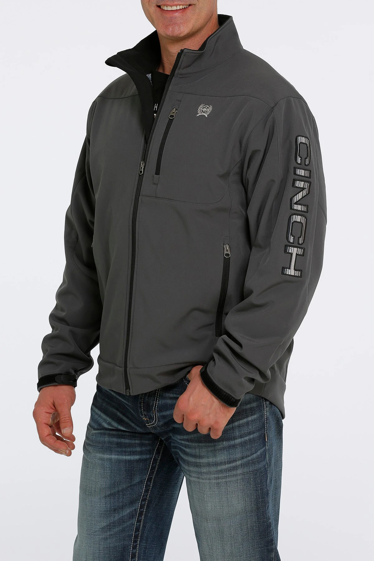 'Cinch' Men's Lined Bonded Jacket - Grey - Image 3