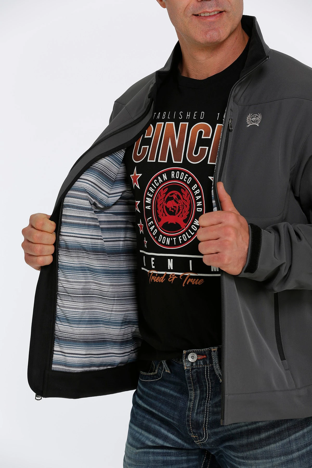 'Cinch' Men's Lined Bonded Jacket - Grey