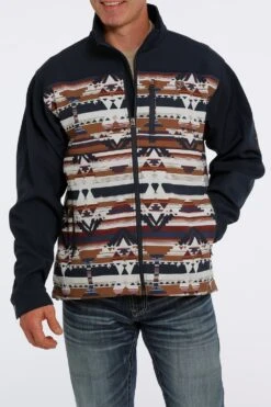 'Cinch' Men's Bonded Jacket - Navy Aztec
