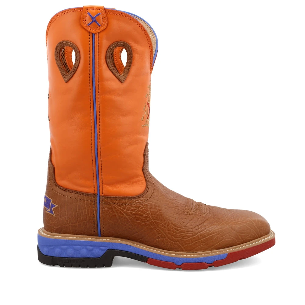 'Twisted X' Men's 12" Western EH Alloy Toe - Tan / Orange - Image 6