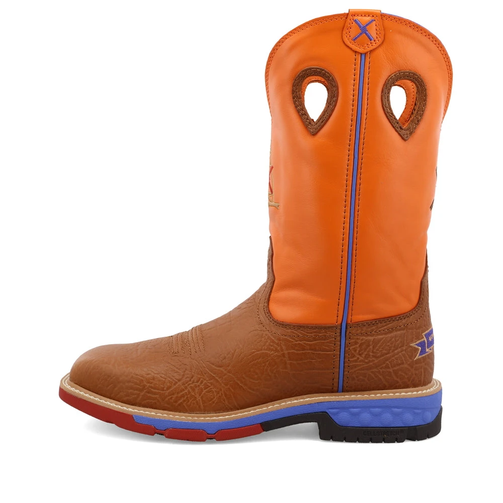 'Twisted X' Men's 12" Western EH Alloy Toe - Tan / Orange - Image 7
