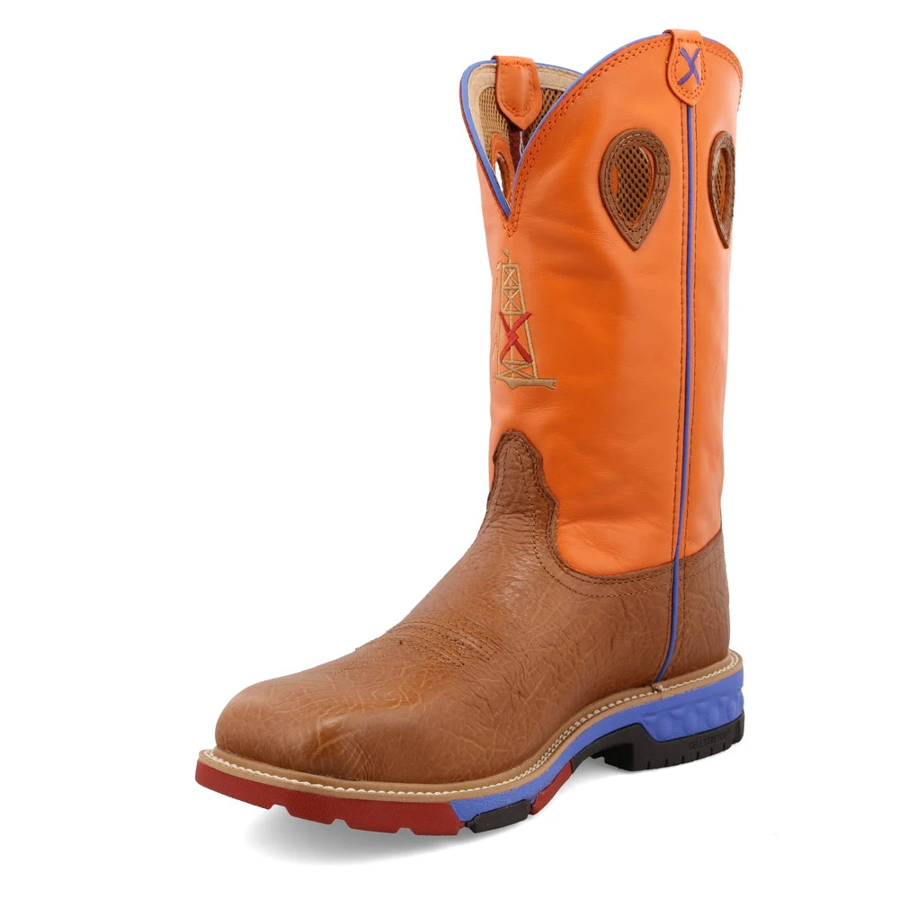 'Twisted X' Men's 12" Western EH Alloy Toe - Tan / Orange
