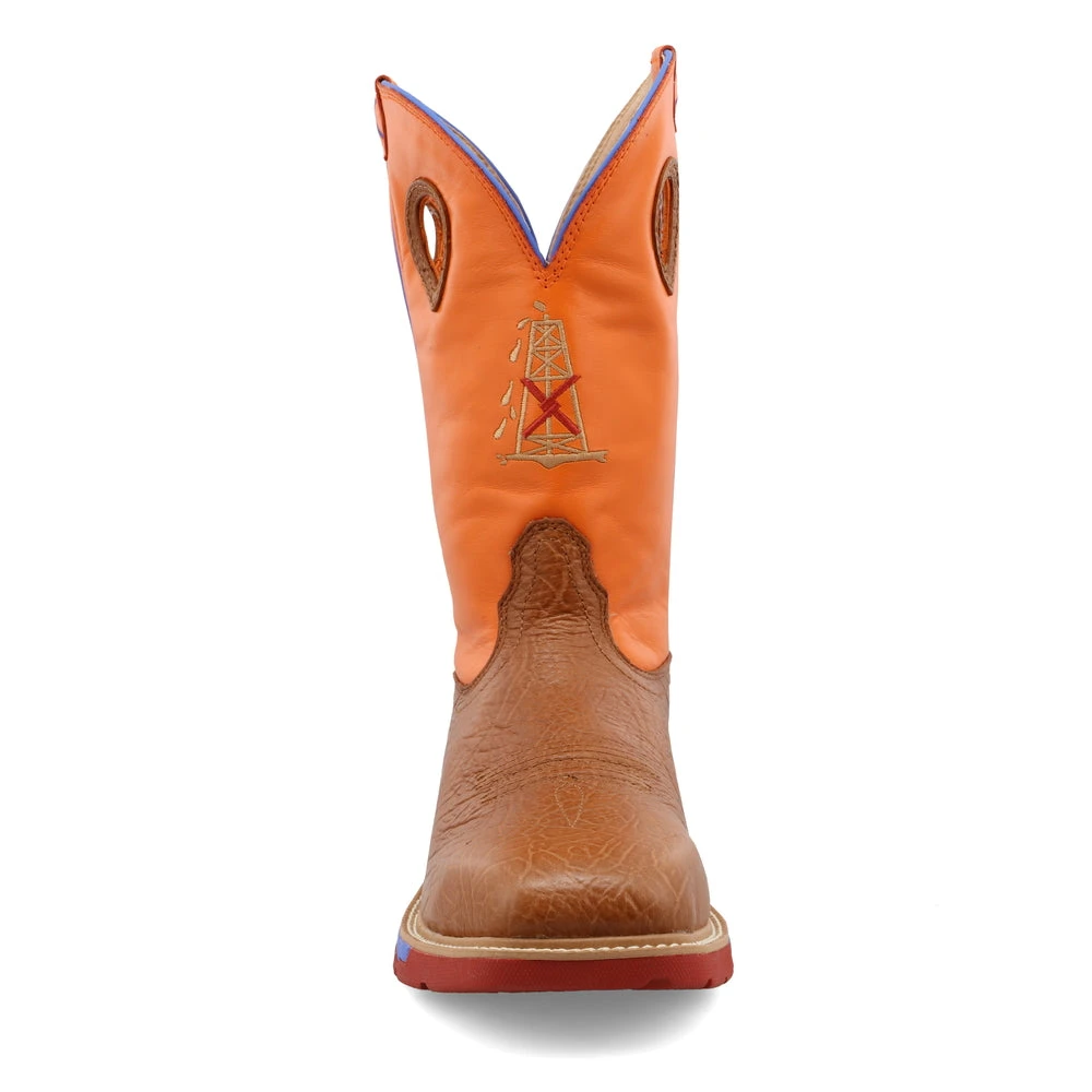 'Twisted X' Men's 12" Western EH Alloy Toe - Tan / Orange - Image 4