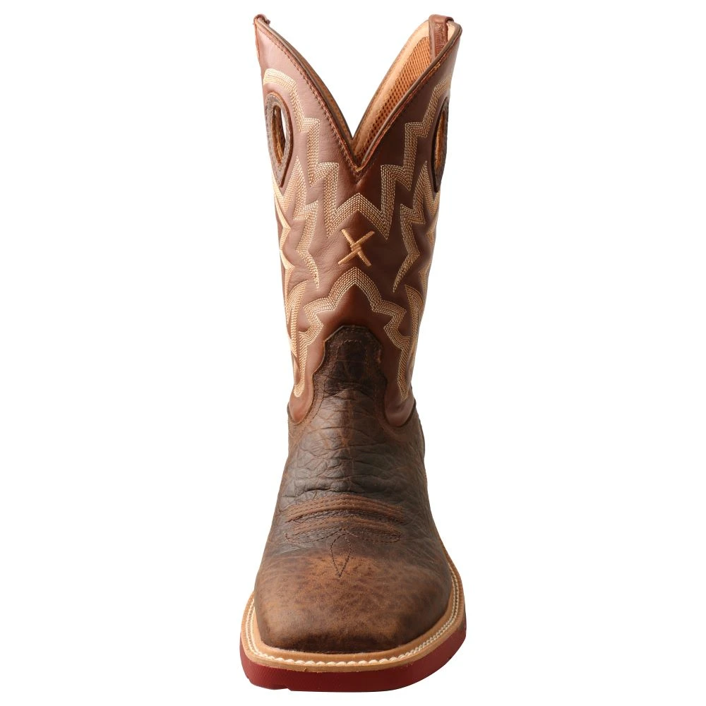 'Twisted X' Men's 12" Cellstretch WP Western Square Toe - Smokey Chocolate / Spice - Image 2