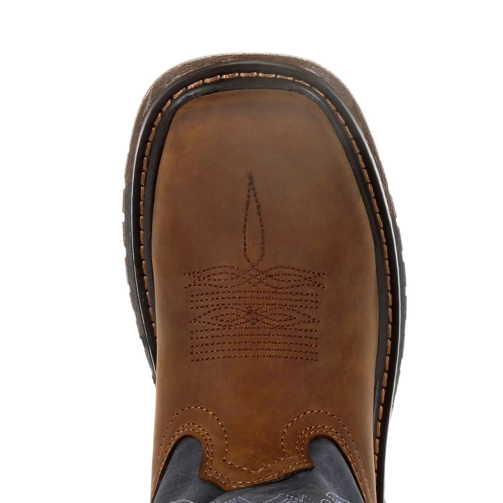 'Rocky' Child Ride FLX Square Toe Boot - Denim Blue / Brown - Image 2