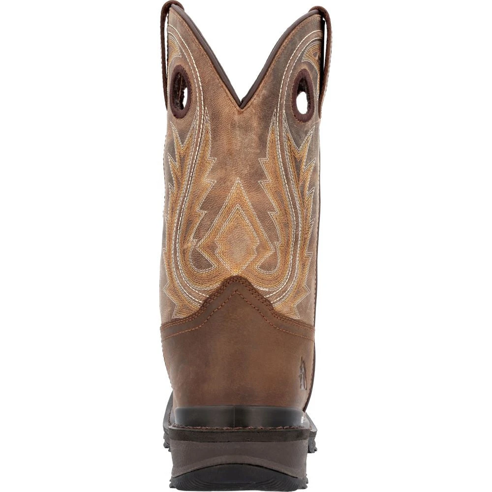 'Rocky' Men's 11" Ram's Horn EH Western Square Toe - Western Dark Brown - Image 5